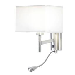 Bristol LED 2 Light Indoor Wall Light Satin Nickel with Reading Lamp, E27 - Special Offer
