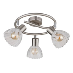 Zachery Ceiling Spotlight Clusters Nickel Matt Satined Glass Shade 3x E14 - thumbnail 2