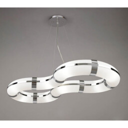 Guss Rectangular Pendant GU10 8 Light L1/SGU10 Infinity Shape, Polished Chrome/White Acrylic, CFL Lamps INCLUDED - thumbnail 3