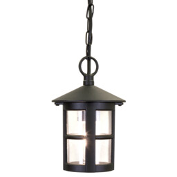 Hereford 1 Light Outdoor Ceiling Lantern Black IP43, E27 - thumbnail 1