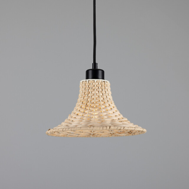 Savannah Rattan Small Dome Pendant, Matte Black - image 1