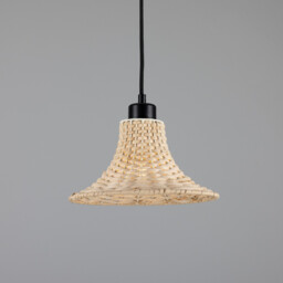 Savannah Rattan Small Dome Pendant, Matte Black