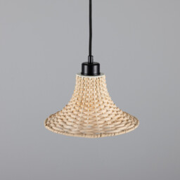 Savannah Rattan Small Dome Pendant, Matte Black - thumbnail 2