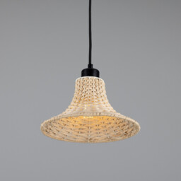 Savannah Rattan Small Dome Pendant, Matte Black - thumbnail 3