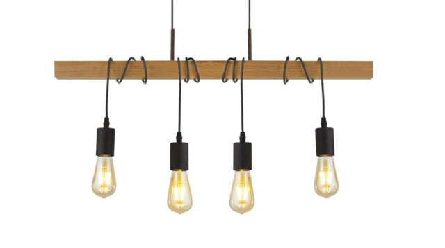 Woody 4 Light Pendant, Black And Ash Wood - image 1