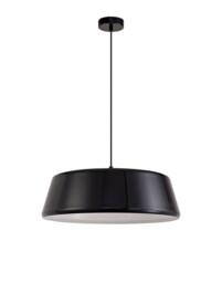 Perrysburg Single Large Ceiling Pendant, 1 Light Adjustable E27, Gloss Black, Gloss White - thumbnail 3