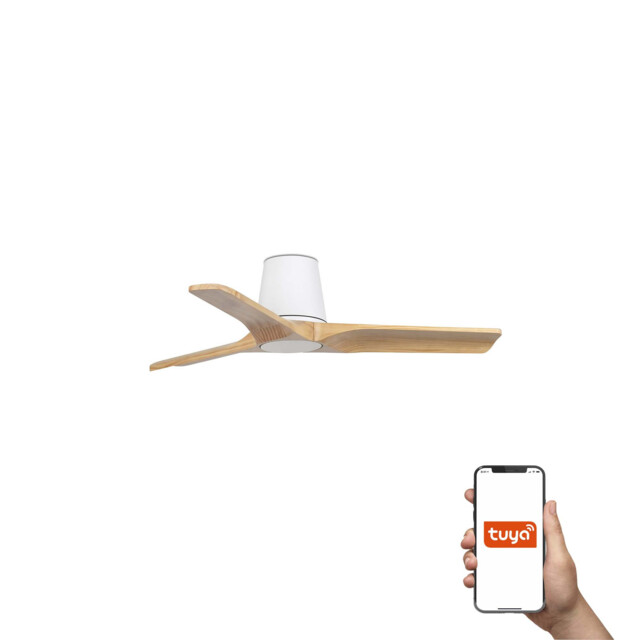 Heywood Tub 90cm Smart Ceiling Fan White, Pine Blades - image 1
