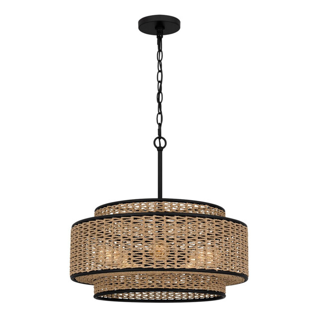 Quoizel Teton Cylindrical Pendant Ceiling Light Contemporary Matt Black 5x E27 - image 1