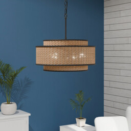 Quoizel Teton Cylindrical Pendant Ceiling Light Contemporary Matt Black 5x E27 - thumbnail 2