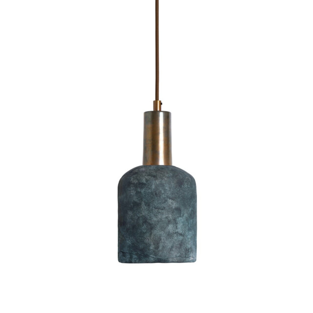 Osier Pendant Blue Earth, Antique Brass - image 1