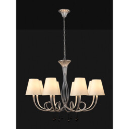 Paola Pendant 95cm Round, 8 x E14 (Max 40W), Silver Painting, Cream Shades - thumbnail 2