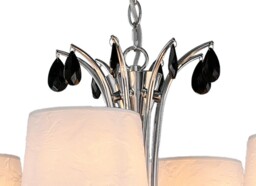 Andrea Ceiling Pendant 100cm Round, Polished Chrome, White Shades, Black Crystal Droplets - thumbnail 5