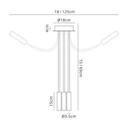 Semi Flush Ceiling, 3 Light Adjustable Arms, 3 x 5W LED Dimmable, 3000K, 930lm, Black, Aluminium - thumbnail 2