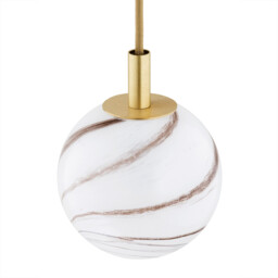 Almiros 12cm Globe Pendant Ceiling Light White-Brown (Marble Colour), Brushed Brass, Gold Wire - thumbnail 3