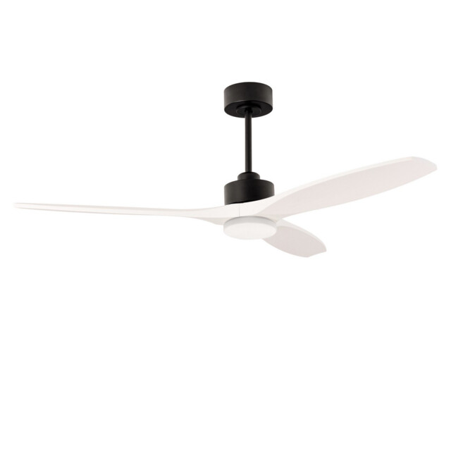 Stem 133cm Ceiling Fan Black With White Blades, Sandblasted LED 20.2W CCT 3000-4000-5000K On-Off