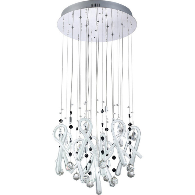 Class Pendant Round 10 Light G4 Polished Chrome/White Glass/Crystal, NOT LED/CFL Compatible - image 1
