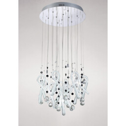 Class Pendant Round 10 Light G4 Polished Chrome/White Glass/Crystal, NOT LED/CFL Compatible - thumbnail 2
