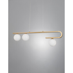 Cantona 3 Light Bar Pendant Ceiling Light White Opal Glass Brass Gold LED G9 - thumbnail 3