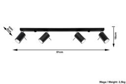 Ring 4 Light Spotlight Bar Black, GU10 - thumbnail 3