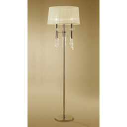 Tiffany Floor Lamp 3+3 Light E27+G9, French Gold With Cream Shade & Clear Crystal - thumbnail 2