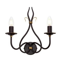 Windermere 2 Light Indoor Candle Wall Light Gold, Rust, E14