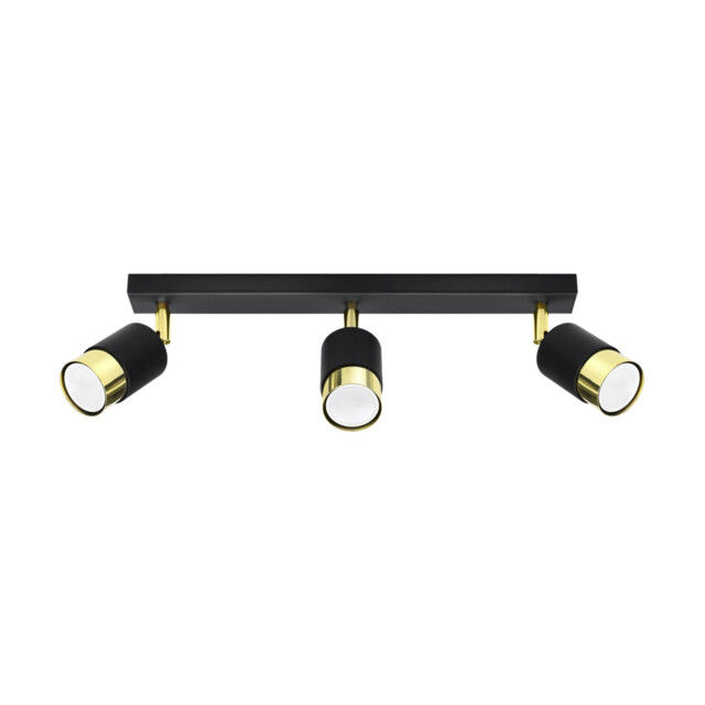 Nero Ceiling Spotlight Bar, Black/Golden, 3x GU10 - image 1