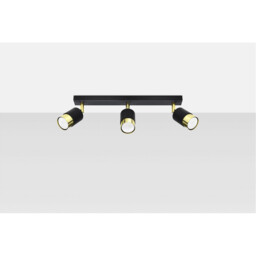 Nero Ceiling Spotlight Bar, Black/Golden, 3x GU10 - thumbnail 2