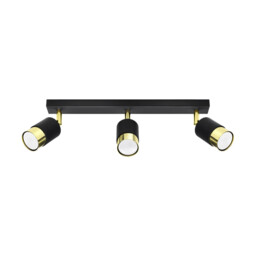 Nero Ceiling Spotlight Bar, Black/Golden, 3x GU10 - thumbnail 1