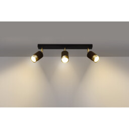 Nero Ceiling Spotlight Bar, Black/Golden, 3x GU10 - thumbnail 3