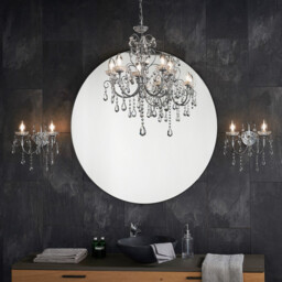 Tabitha 5 Light Bathroom Ceiling Pendant Light Chrome, Clear Crystal (K9) Glass Detail IP44, G9 - thumbnail 3