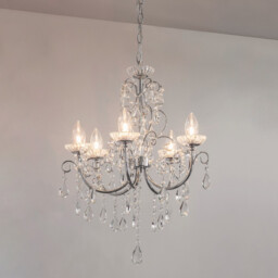 Tabitha 5 Light Bathroom Ceiling Pendant Light Chrome, Clear Crystal (K9) Glass Detail IP44, G9 - thumbnail 5