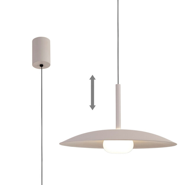 Lidia 40cm Rise And Fall Pendant, 12W LED, 3000K, 1500lm, White, 3yrs Warranty - image 1