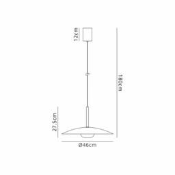 Lidia 40cm Rise And Fall Pendant, 12W LED, 3000K, 1500lm, White, 3yrs Warranty - thumbnail 3