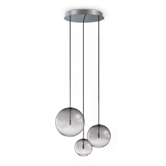 Equinoxe Cluster Pendant Ceiling Light Shaded Smoke 3x G4 - image 1