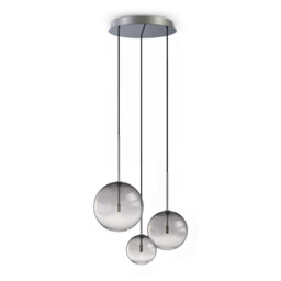 Equinoxe Cluster Pendant Ceiling Light Shaded Smoke 3x G4
