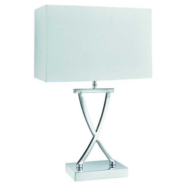 Club 1 Light Table Lamp Chrome with White Shade, E14 - image 1