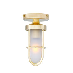 Oregon-A Outdoor Cage Well Glass Light, Natural Brass, Frosted Glass, IP65