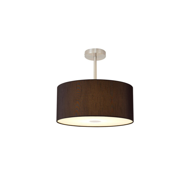 Baymont Satin Nickel E27 Semi Flush With 40cm x 18cm Faux Silk Shade, Black/White Laminate - image 1