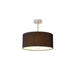 Baymont Satin Nickel E27 Semi Flush With 40cm x 18cm Faux Silk Shade, Black/White Laminate