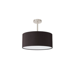 Baymont Satin Nickel E27 Semi Flush With 40cm x 18cm Faux Silk Shade, Black/White Laminate - thumbnail 5