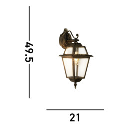 New Orleans 1 Light Outdoor Lantern Black, Gold IP44, E27 - thumbnail 3
