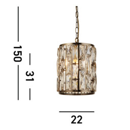 Bijou Pendant Antique Brass, Champagne Glass - thumbnail 3