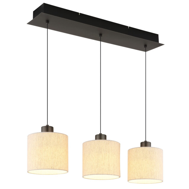 Thea Bar Pendant Ceiling Light Matt Gunmetal, Linen Cream Shade, LED 3000K - image 1