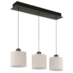 Thea Bar Pendant Ceiling Light Matt Gunmetal, Linen Cream Shade, LED 3000K - thumbnail 3