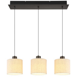 Thea Bar Pendant Ceiling Light Matt Gunmetal, Linen Cream Shade, LED 3000K - thumbnail 5