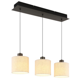 Thea Bar Pendant Ceiling Light Matt Gunmetal, Linen Cream Shade, LED 3000K - thumbnail 1