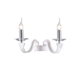Nardini Wall Lamp 2 Light E14 Polished Chrome/White Faux Leather/Crystal - thumbnail 1
