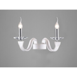 Nardini Wall Lamp 2 Light E14 Polished Chrome/White Faux Leather/Crystal - thumbnail 2