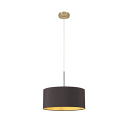 Baymont Antique Brass E27 Single Pendant With 40cm x 18cm Dual Faux Silk Shade, Midnight Black/Green Olive - thumbnail 5