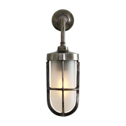 Carac Outdoor Wall Light, Antique Silver, Frosted Glass, IP65